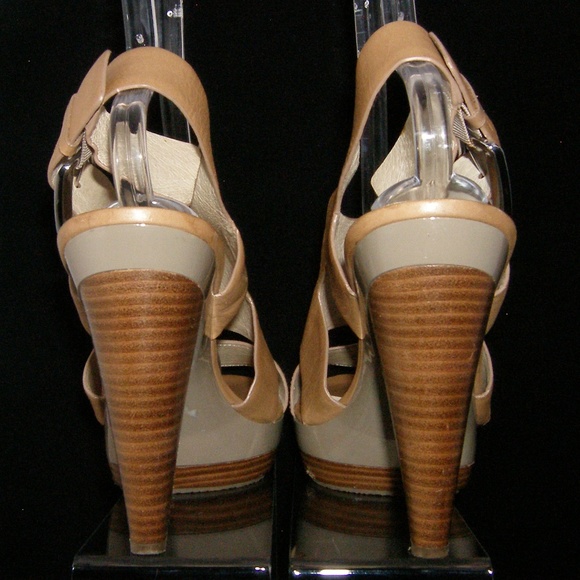 Michael Kors Carla beige leather platform heel 11M - Picture 6 of 8